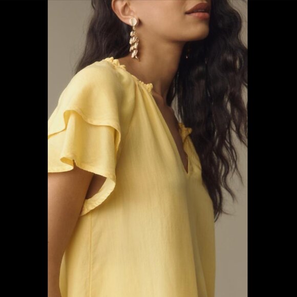 Brand New Cloth & Stone Short-Sleeve Ruffle-Neck Top - Picture 3 of 8